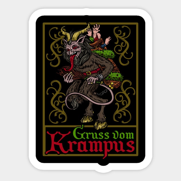 Gruss vom Krampus - Ugly Christmas Devil Gift Sticker by biNutz